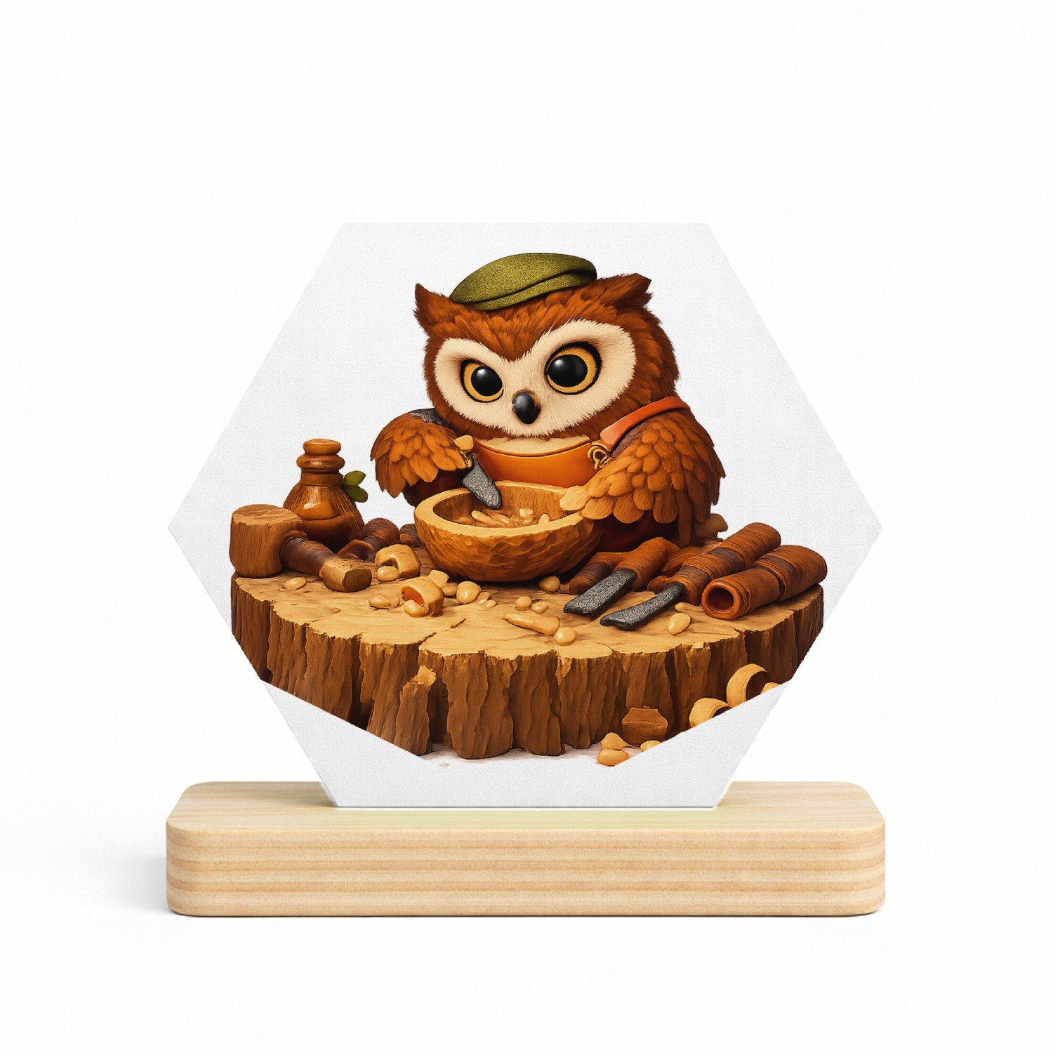 Mr Cadeautjes MDF fotolijst/inleg hexagon 14 x 13 - design Een schattige werkende figuur als vakman met een duidelijk g | cadeau Wit