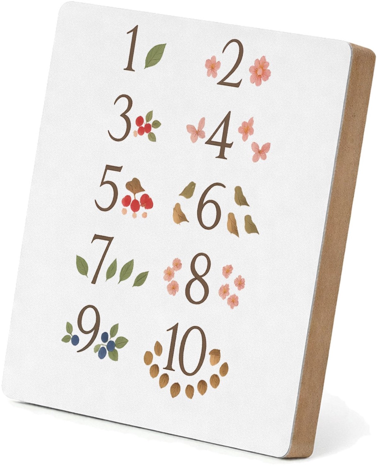 Mr Cadeautjes MDF staande fotolijst 15,2 x 15,2 - design Een rustige telposter voor de natuur, met seizoenselementen | cadeau Wit