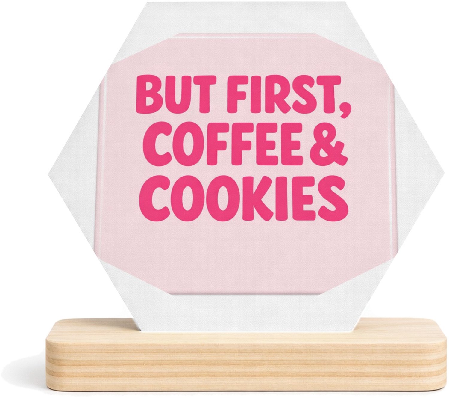 Mr Cadeautjes MDF fotolijst/inleg hexagon 14 x 13 - design Compacte typografische print met een speels keuken- of koffi | cadeau Wit