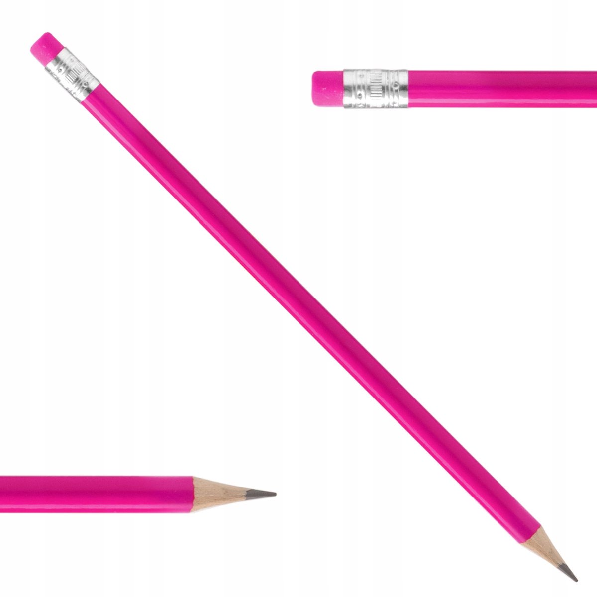 Merkloos Houten Potlood HB met Gum - Roze