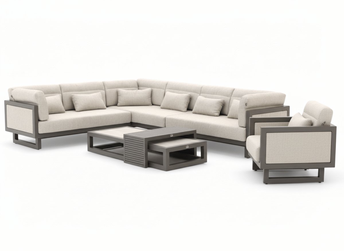 Apple Bee Santorini Loungeset 6-delig Nr.6 - Rechts Lang - Upholstered - 239 x 318 cm