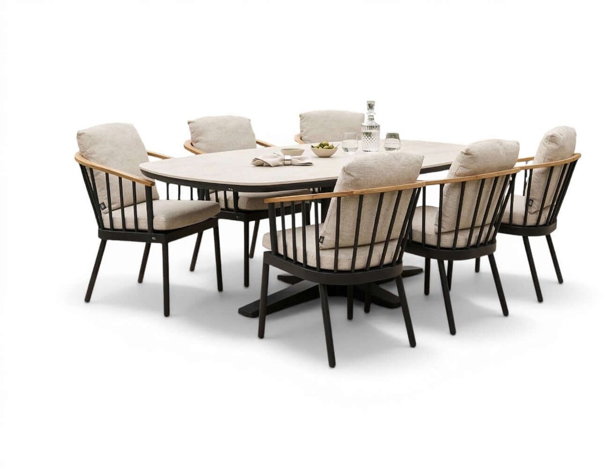 Apple Bee Condor/Zanzibar Dining Tuinset 220 cm - 7 Delig - Black