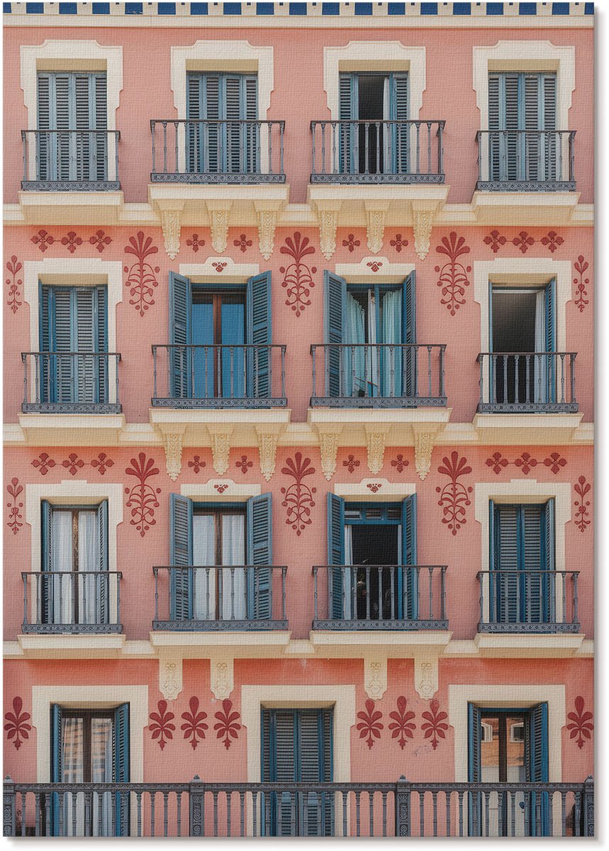 Tulup Polycanvas Wandposter - Kleurrijke Architectuur, Fotografie - A4 - Roze Design - Rechthoek - Wandkunstwerk - Woonkamer, Slaapkamer, Kantoor - Klassiek