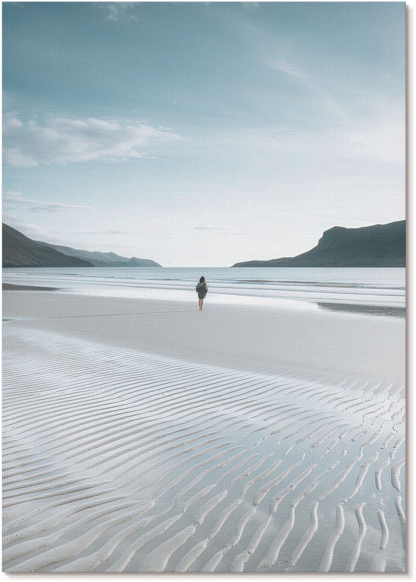Tulup Polycanvas Wandposter - Rustig Strand, Fotografie - A4 - Wit Motief - Rechthoek - Muurkunst - Woonkamer, Slaapkamer, Kantoor - Klassiek