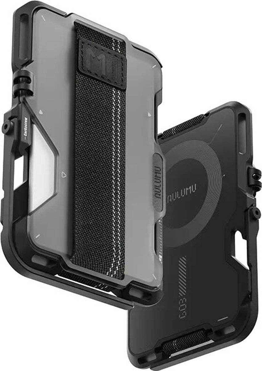 AULUMU G03 MagSafe Wallet - Magnetische Kaarthouder voor 12 Pasjes - Telefoonstandaard - Multitool - Aluminium - Grijs