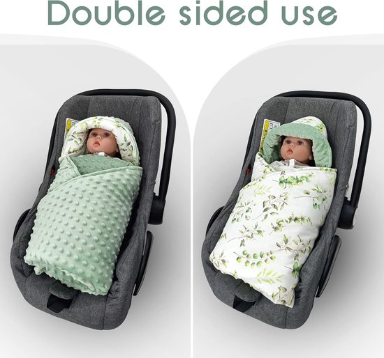 Winterdeken voor baby's, multifunctionele babydeken 90 x 90 cm, geschikt voor in het autostoeltje en de kinderwagen (herfst en winter, bladeren) — afbeelding 3