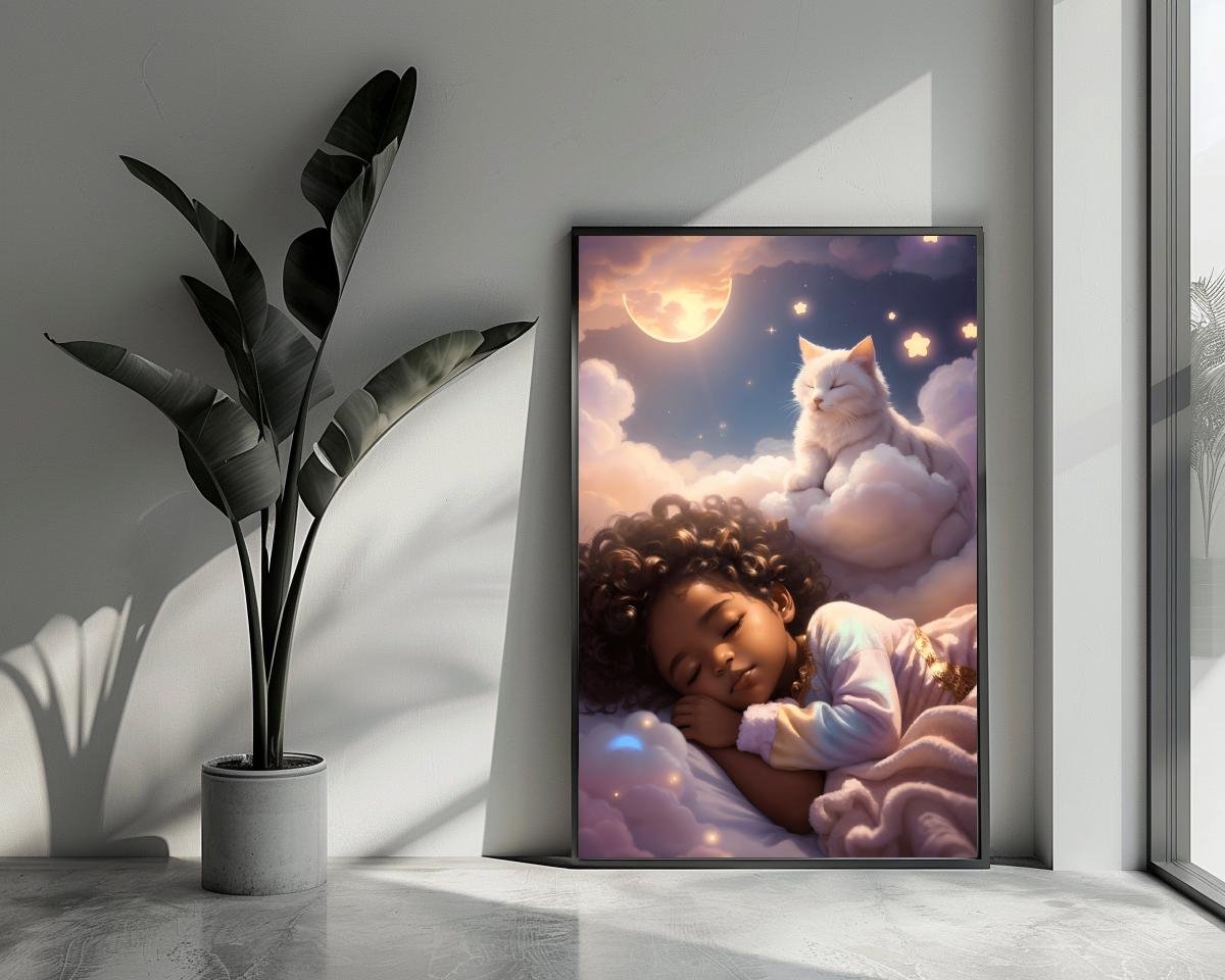 Kinderposter - Zachte Dromen - Baby - Kitten - Lieve - Kinderkamer - posters - formaat 70x100cm - Wanddecoratie - L1099MT