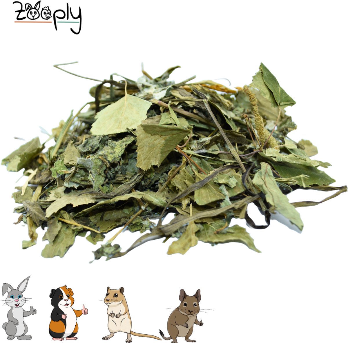 Zooply Bladerenmix - Kruiden & Snacks - 100% natuurlijk - Voor konijnen & cavia's - 400 gram