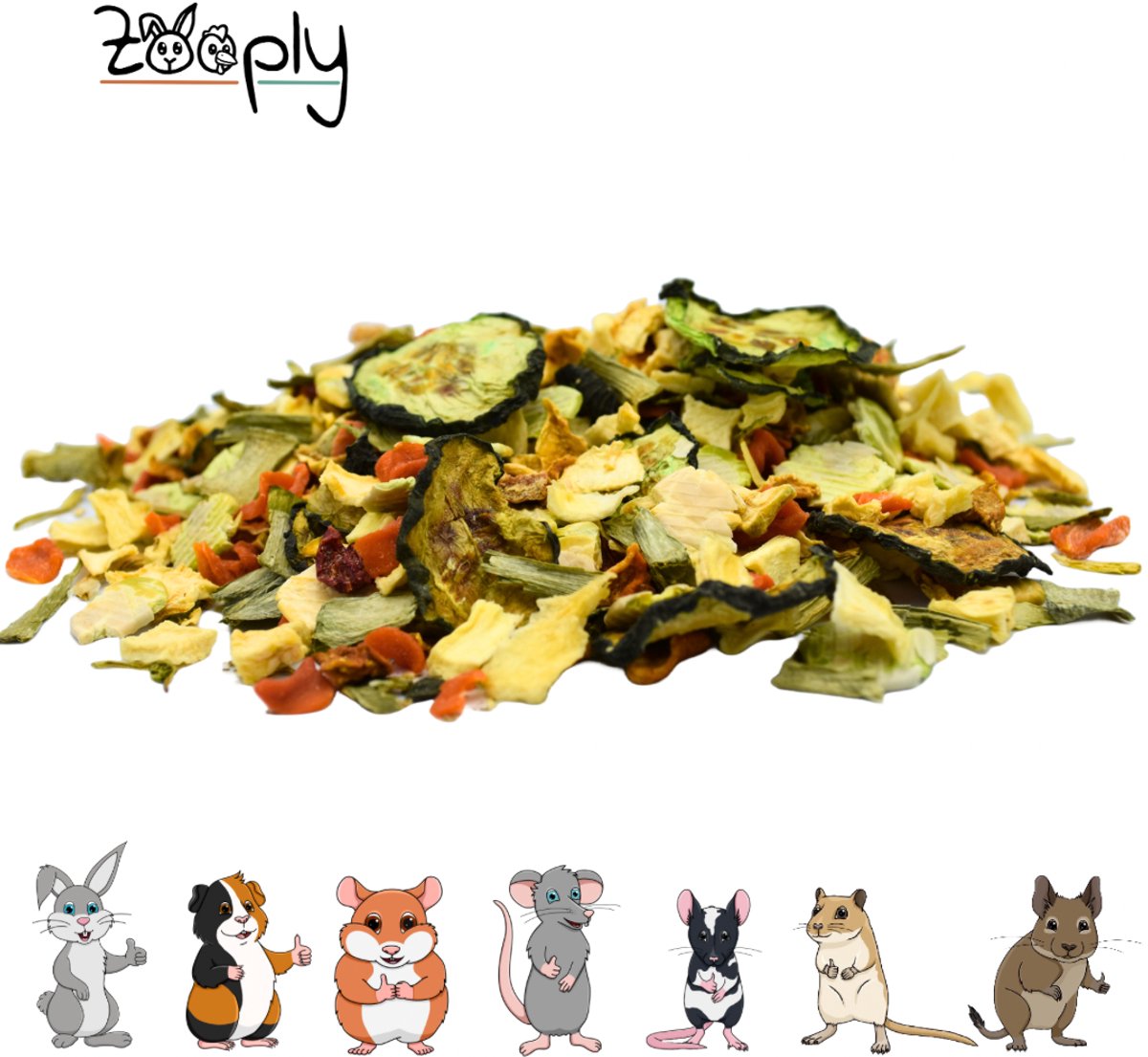 Zooply Groentemix - Kruiden & Snacks - 100% natuurlijk - Voor konijnen & cavia's - 300 gram