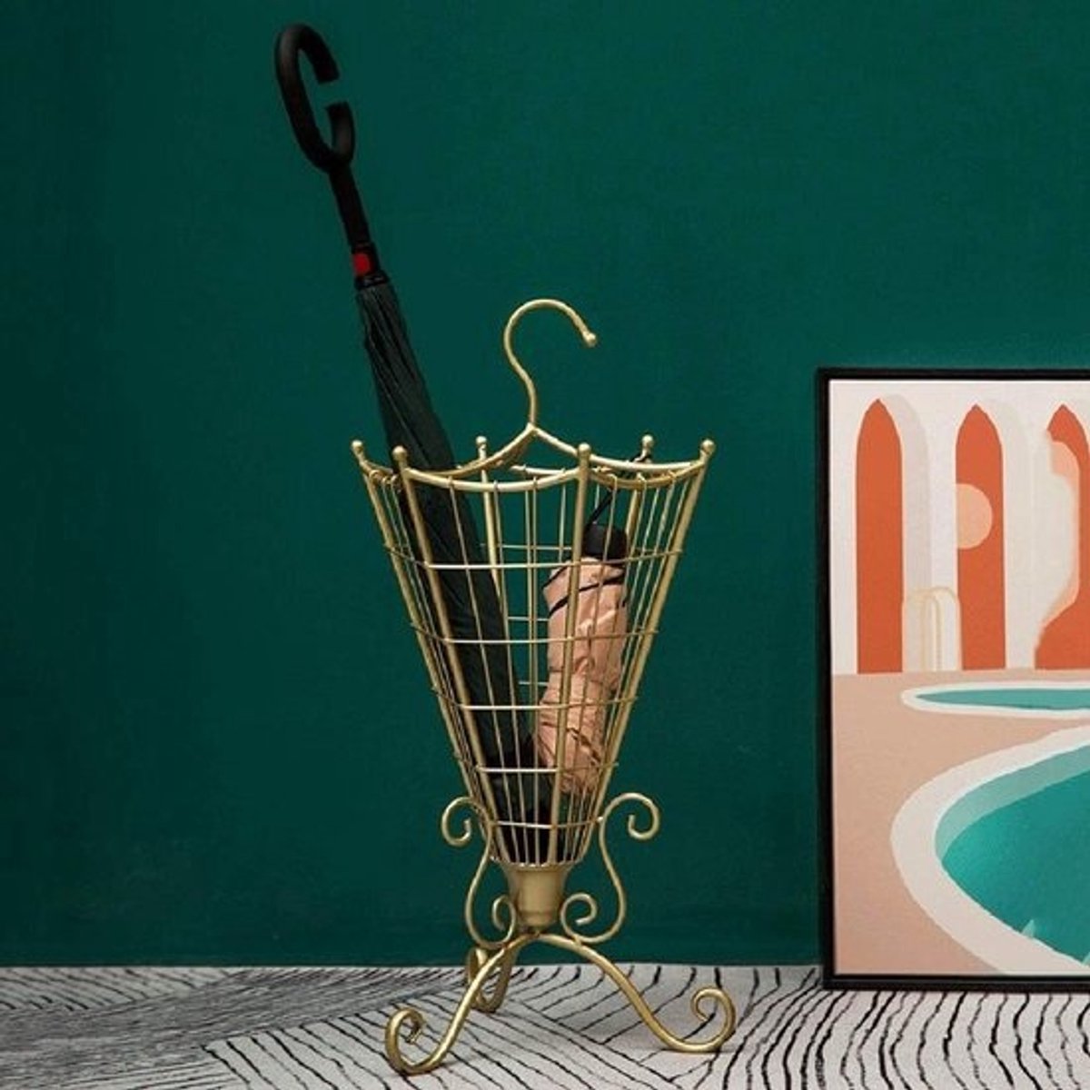 Paraplubak Metaal - Paraplu houder - Entree Organiseren - Roestbestendige Constructie - 32 x 32 x 70 cm - Donkergrijs