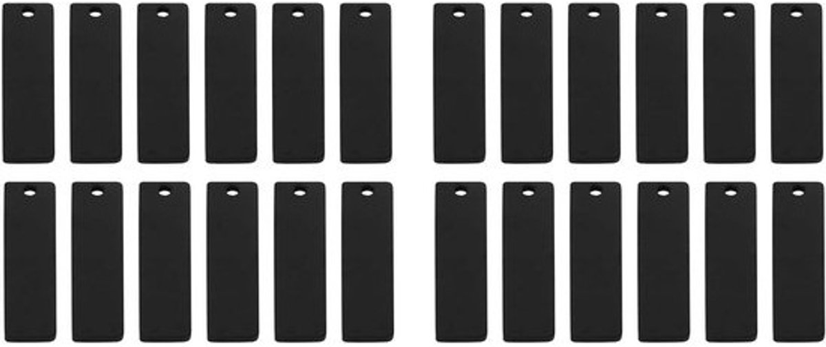 Gegraveerde Metalen Sleutelhangers - Rechthoekige Stempels - Sieraden Maken - Roestvrij Staal - 51 x 12 mm - Zwart