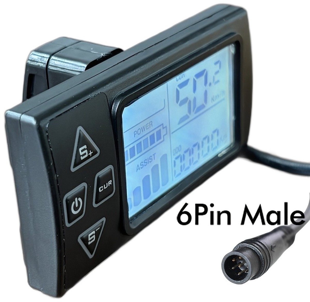 Currero Fatbike Scherm - LCD Display - Schermpje - E-Bike Accessoires - Elektrische Fiets - Dashboard - Snelheidsmeter - Kinderen & Volwassenen - 6-Pins