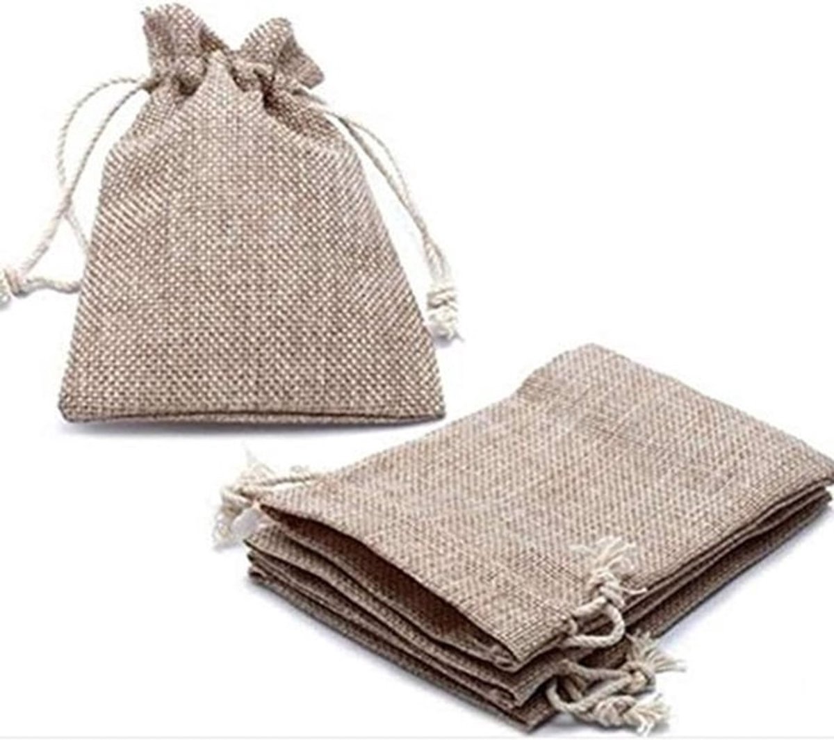 Set van 25 jute zakjes 10 x 14 cm natuurlijk materiaal cadeauverpakking voor bruiloft feest Kerstmis