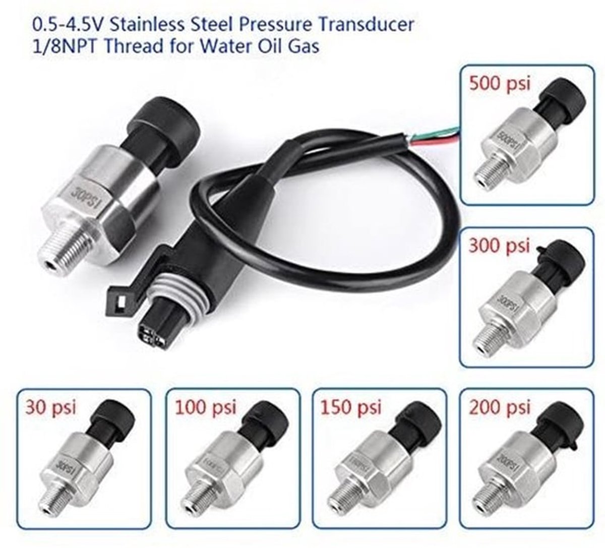 - Druk Sensor - Automatisch - 30-500 - Voor lucht en olie - Compact model - 1/8 inch aansluiting
