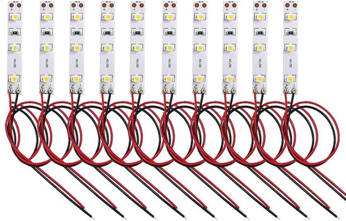 - LEDstrips - Warmwit - Zelfklevend - Vooraf bekabeld - 10 stuks - Ideaal voor miniatuurruimtes en poppenhuizen