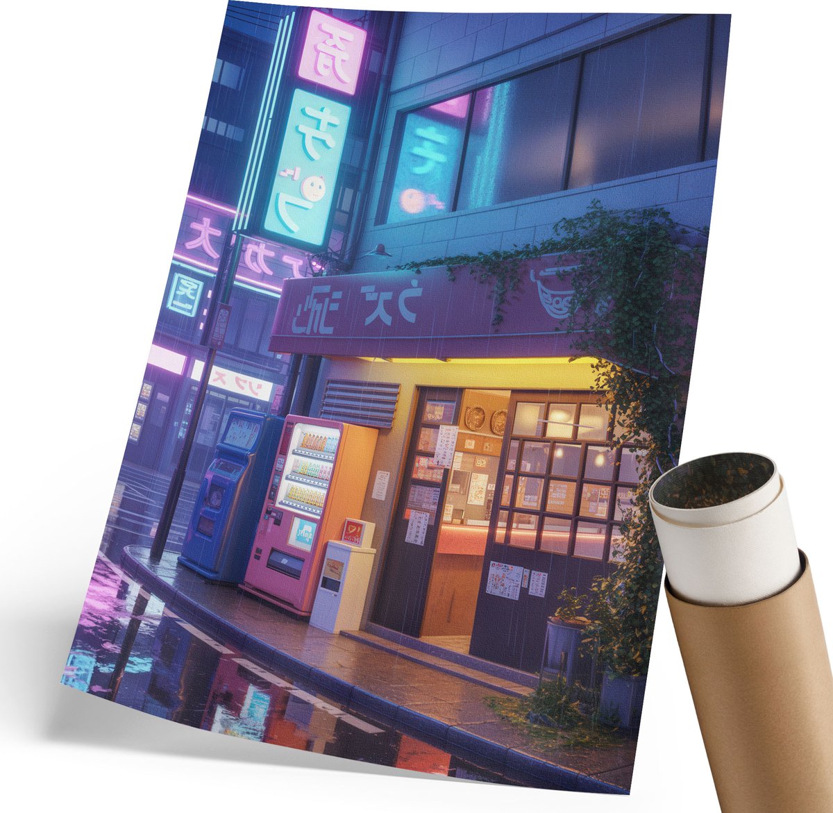 Coloray Polycanvas Poster - Berglandschap, Blauw - 420 x 594 mm - Zwart-wit Wanddecoratie - Rechthoek - Decoratieve poster - Slaapkamer - Klassiek