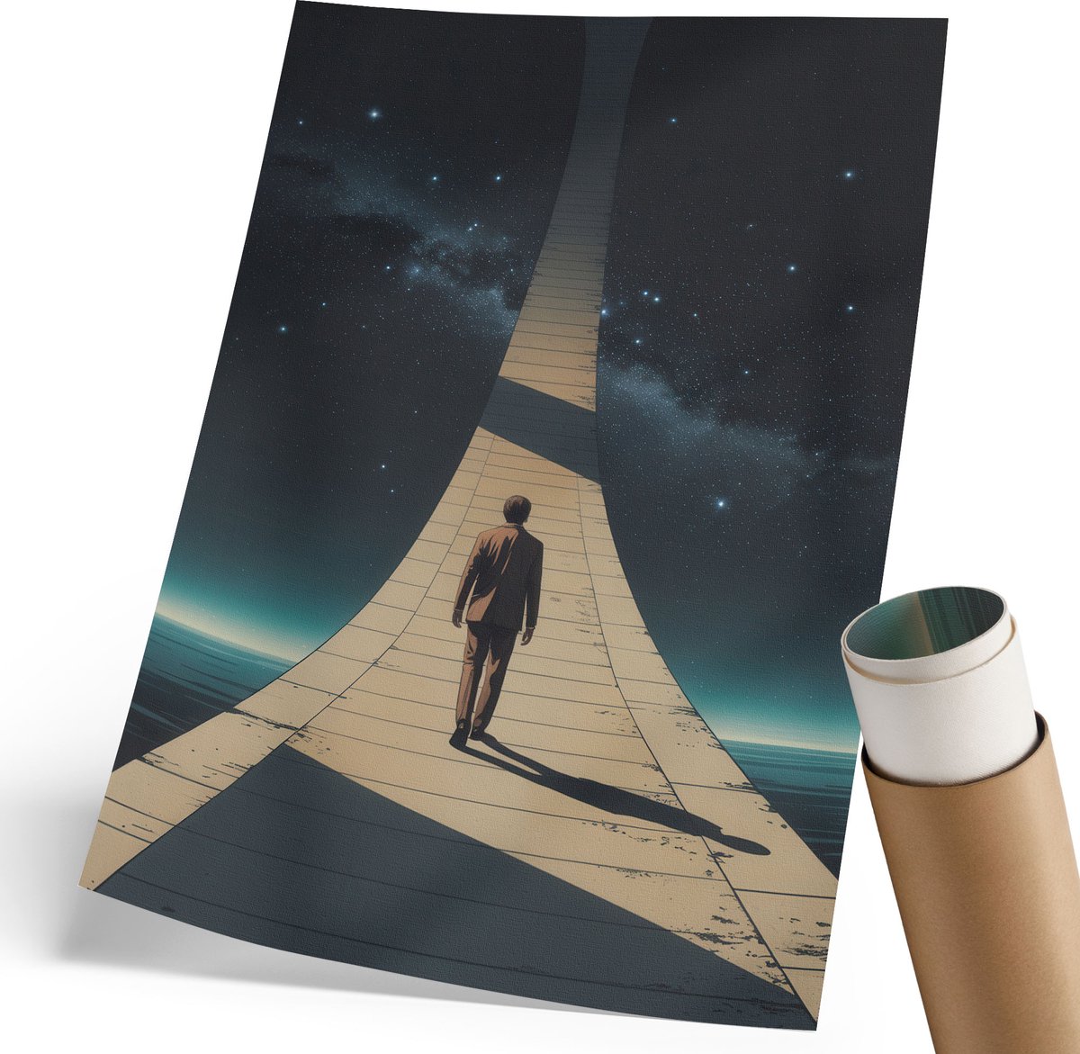 Coloray Canvas Poster Polycanvas - Ruimtereis, Illustratie - 210 x 297 mm - Marine Decoratie - Rechthoek - Muurdecoratie - Woonkamer, Slaapkamer, Kantoor - Modern