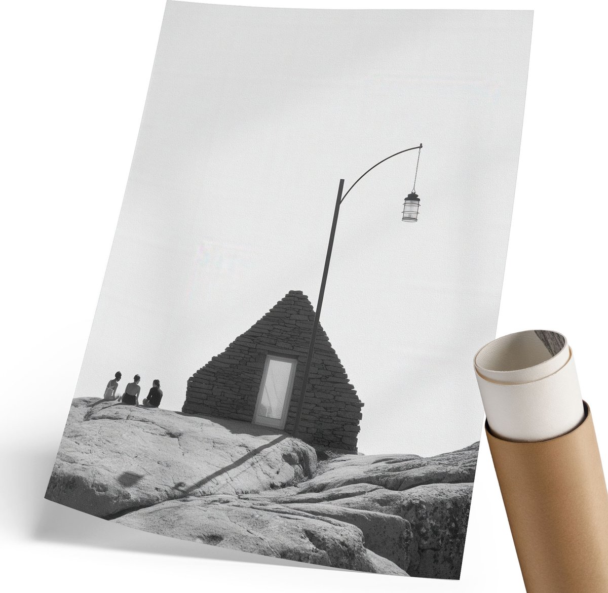 Coloray Canvas Poster Polycanvas - Minimalistisch Landschap, Fotografie - 210 x 297 mm - Zwart-wit Poster - Rechthoek - Kunstposter - Woonkamer, Slaapkamer, Kantoor - Minimalist