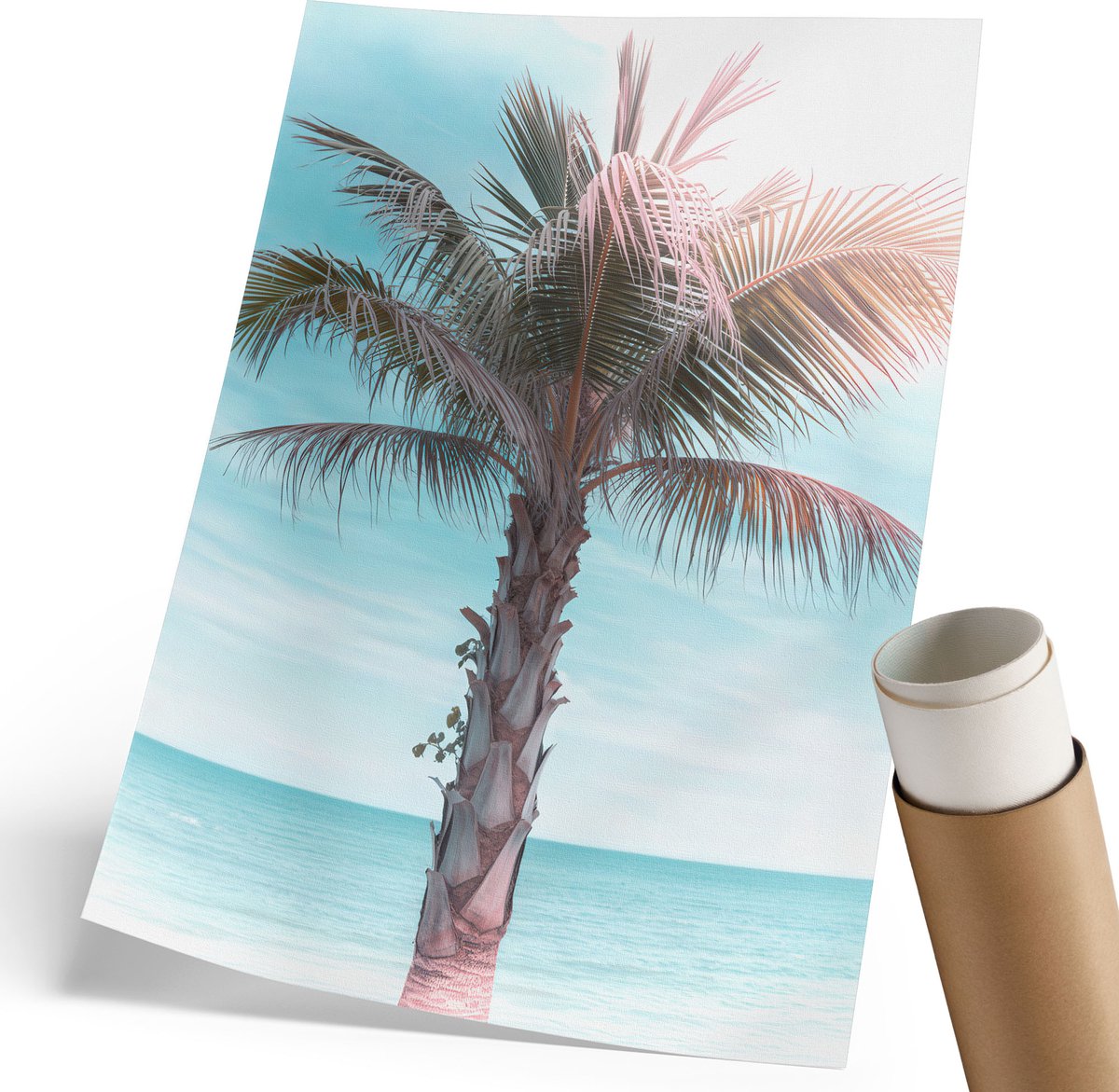 Coloray Polycanvas Wandposter - Exotische Palmboom, Fotografie - 210 x 297 mm - Turkoois Kunst - Rechthoek - Canvasposter - Woonkamer, Slaapkamer, Kantoor - Modern