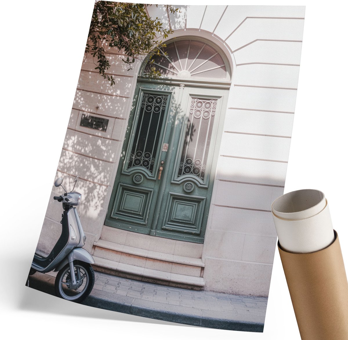 Coloray Polycanvas Wandposter - Retro Deuren, Fotografie - 210 x 297 mm - Wit Decoratie - Rechthoek - Canvasposter - Woonkamer, Slaapkamer, Kantoor - Klassiek