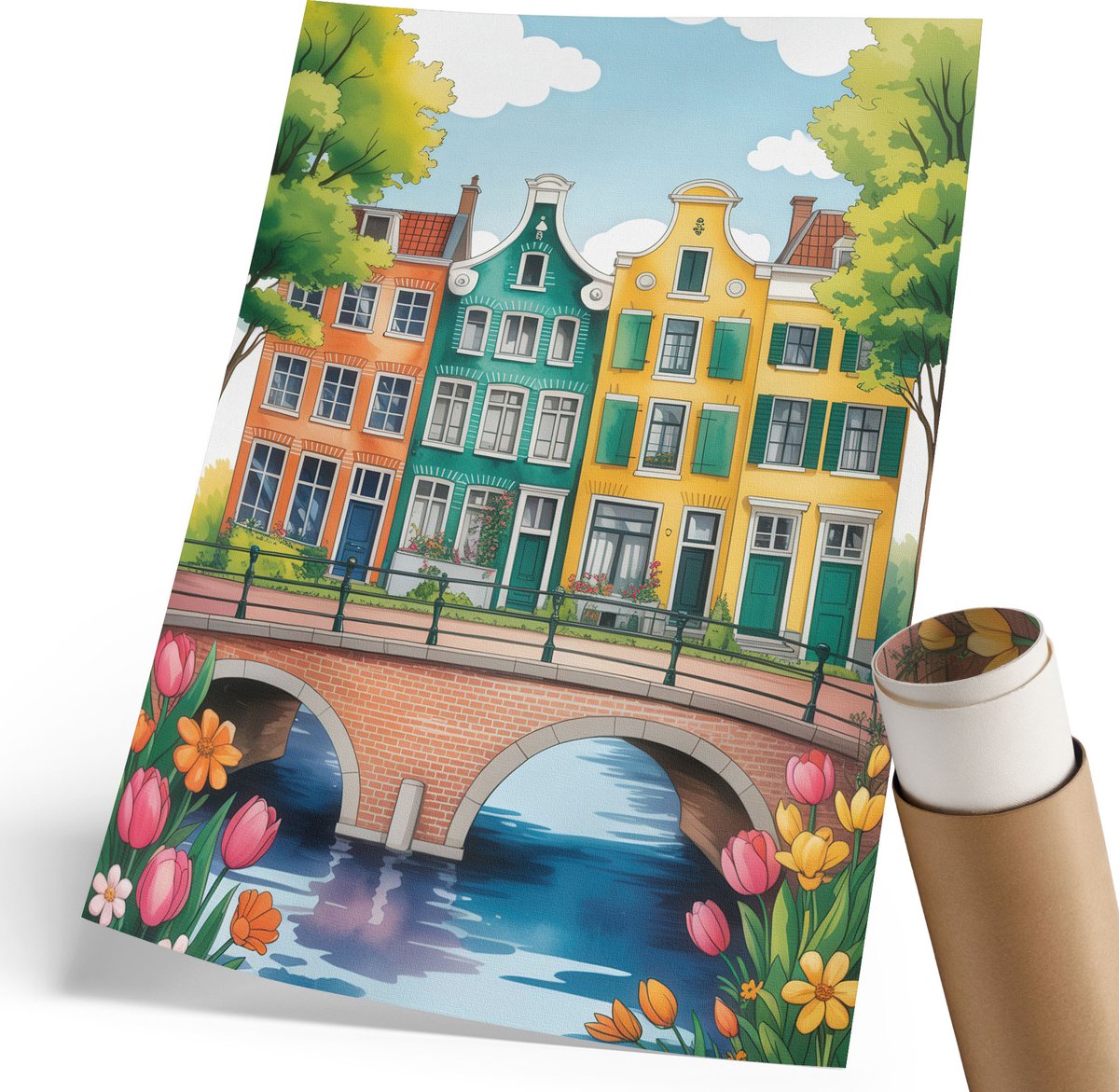 Coloray Polycanvas Wandposter - Kleurkanaal, Illustratie - 210 x 297 mm - Groen Decoratie - Rechthoek - Wandkunstwerk - Woonkamer, Slaapkamer, Kantoor - Kinder