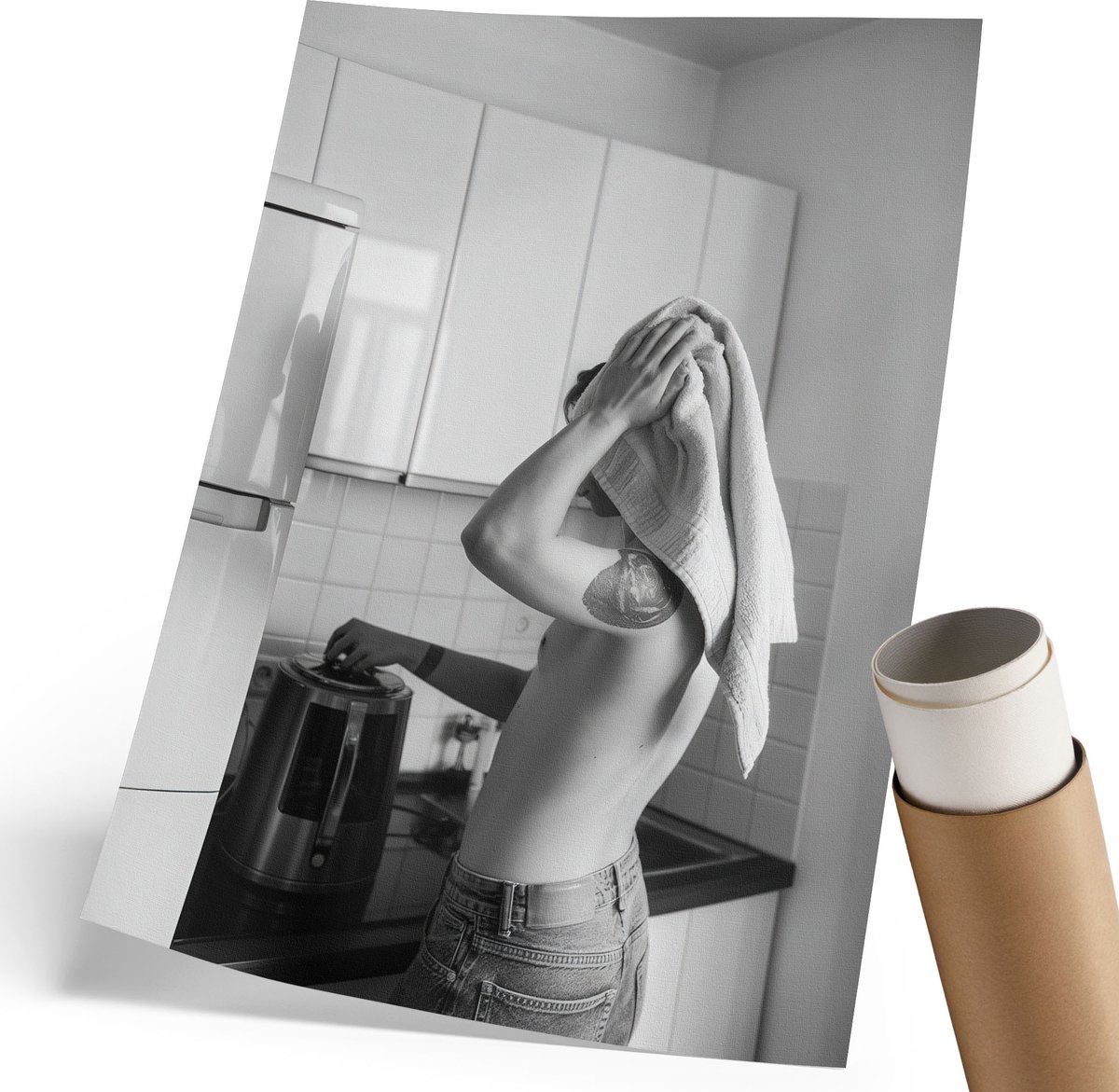 Coloray Canvas Poster Polycanvas - Wit Avontuur, Wit - 210 x 297 mm - Zwart-wit Decoratie - Rechthoek - Decoratieve poster - Kantoor - Modern