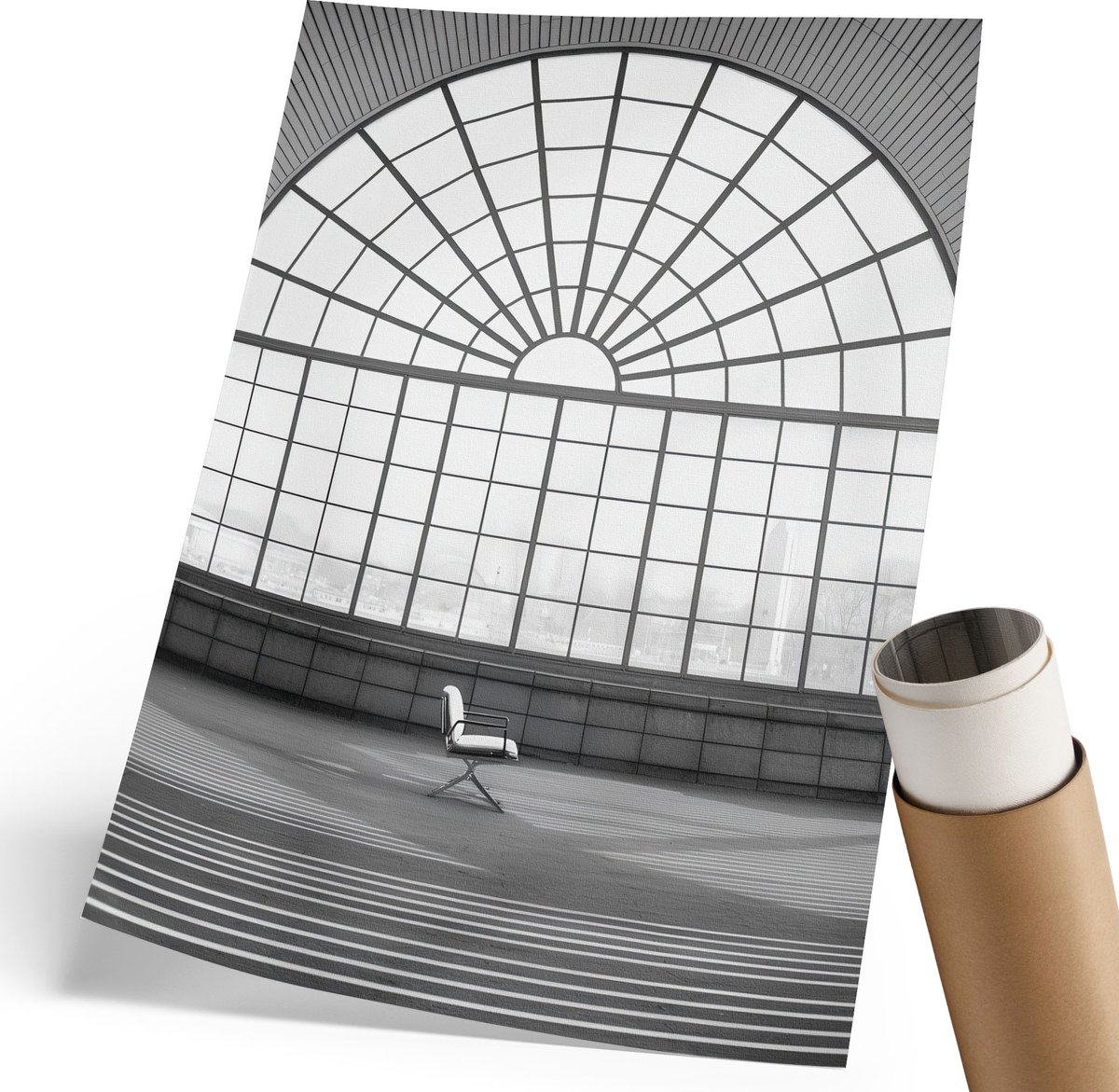 Coloray Polycanvas Poster - Stier Op Mars, Zwart - 210 x 297 mm - Wit Design - Rechthoek - Muurdecoratie - Woonkamer - Modern