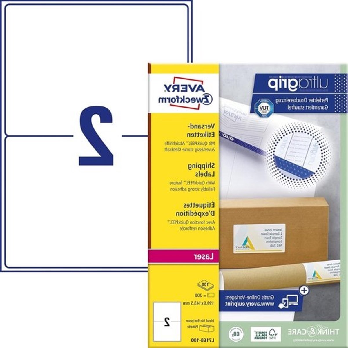Decoratielabels Wit - Verzendstickers Pakketlabels - Pakketten Frankeren - Ultragrip Technologie - 1996 x 1435 mm - Wit