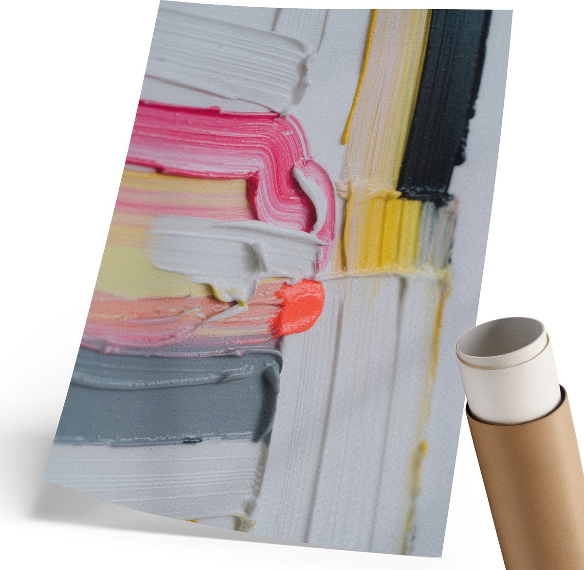 Wallfluent Polycanvas Wandposter - Omarmen, Romig - 297 x 420 mm - Groen Wandposter - Rechthoek - Canvasposter - Woonkamer - Deel