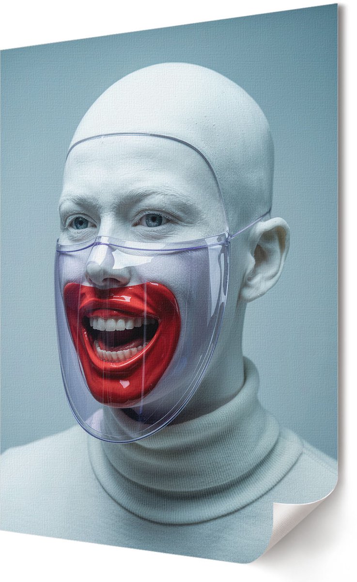 Coloray Polycanvas Poster - Futuristisch Gezicht, Fotografie - 420 x 594 - Wit Illustratie - Rechthoek - Muurdecoratie - Woonkamer, Slaapkamer, Kantoor - Modern