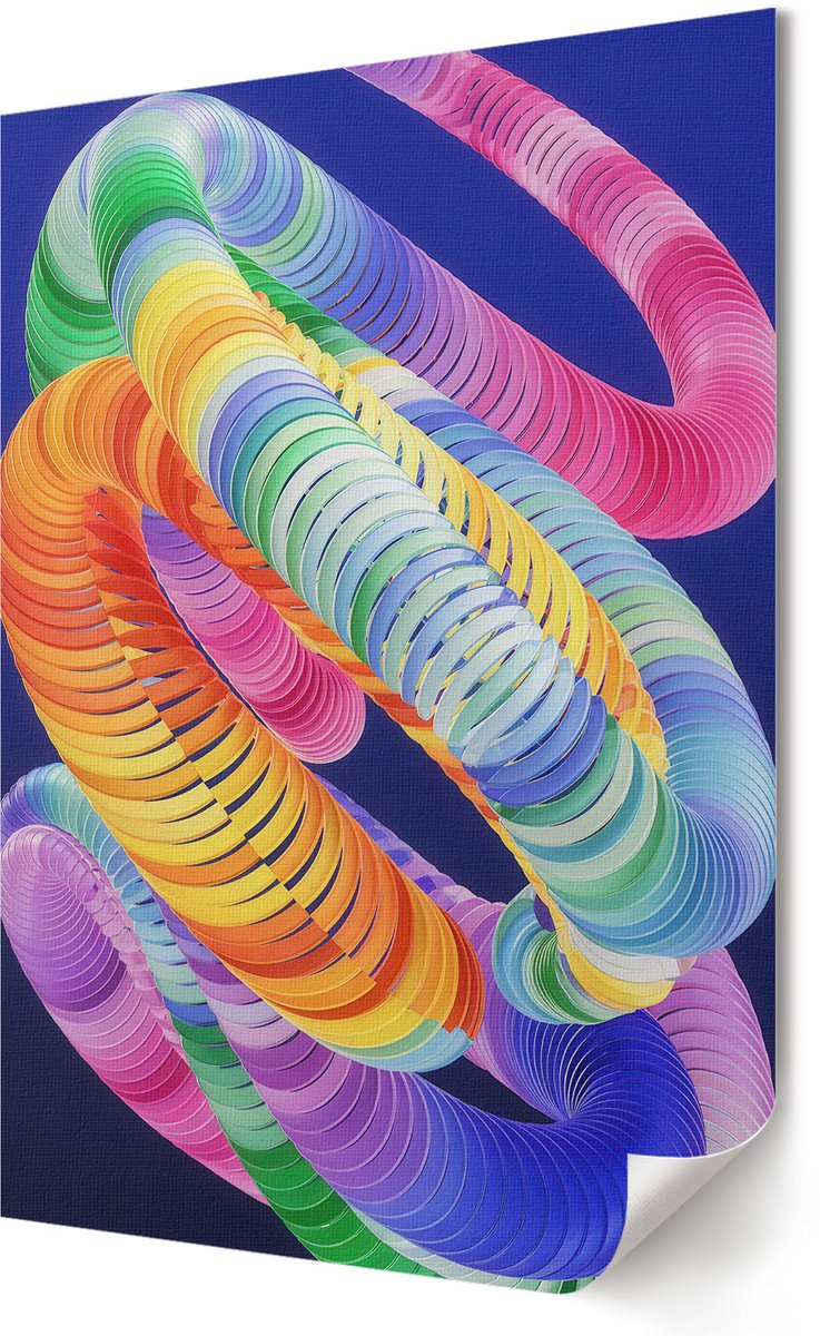 Coloray Canvas Poster Polycanvas - Kleurrijke Abstractie, Schilderen - 420 x 594 - Blauw Decoratie - Rechthoek - Decoratieve poster - Woonkamer, Slaapkamer, Kantoor - Modern