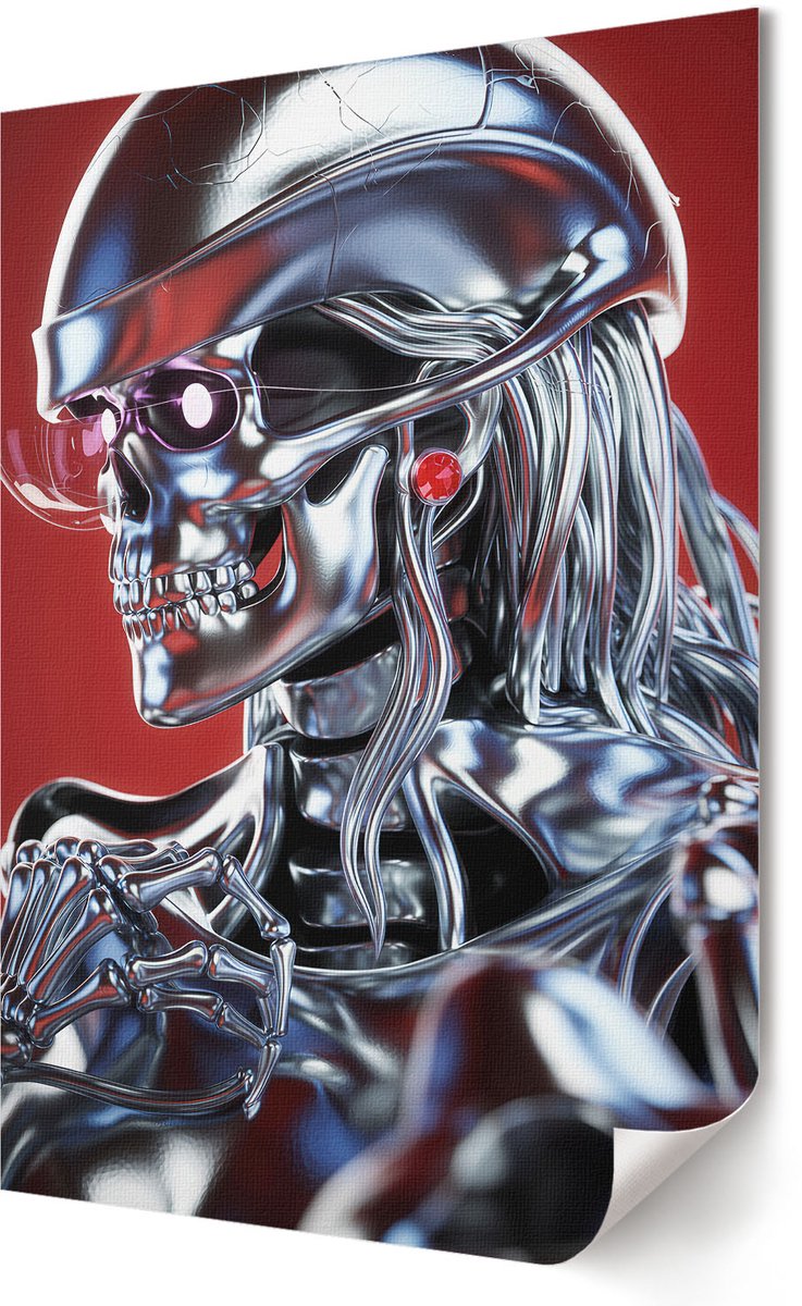 Coloray Polycanvas Poster - Robotvisie, Illustratie - 420 x 594 - Grijs Design - Rechthoek - Wandkunst - Woonkamer, Slaapkamer, Kantoor - Popcultuur