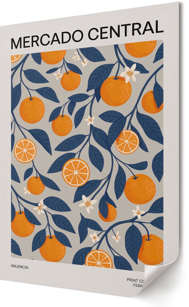 Coloray Polycanvas Wandposter - Zonsondergang, Beige - A2 - Grijs Motief - Rechthoek - Decoratieve poster - Slaapkamer - Modern