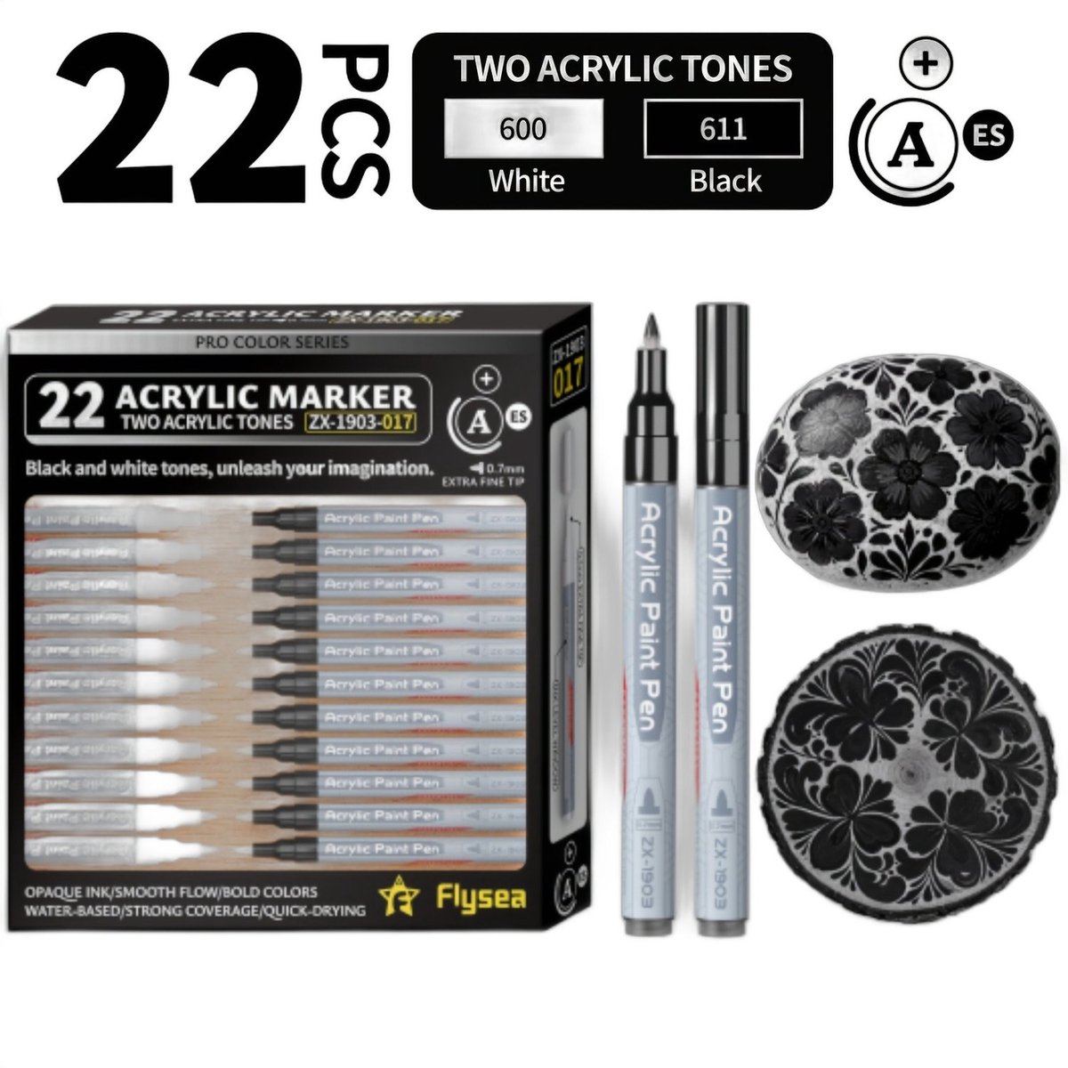 Currero Aquamarkers - Twinmarkers - Brushpennen - Stiften - Markeerstiften Op Waterbasis - Dual Tip - Tekenen En Kleuren - Zwart & Wit