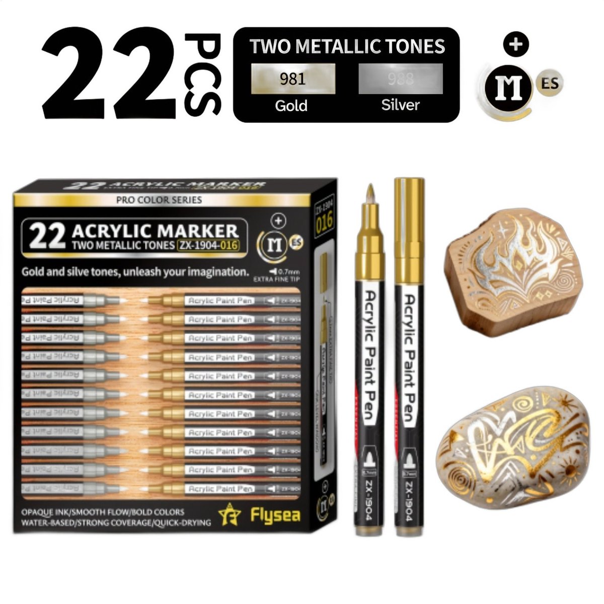 Currero Aquamarkers - Twinmarkers - Brushpennen - Stiften - Markeerstiften Op Waterbasis - Dual Tip - Tekenen En Kleuren - Goud & Zilver