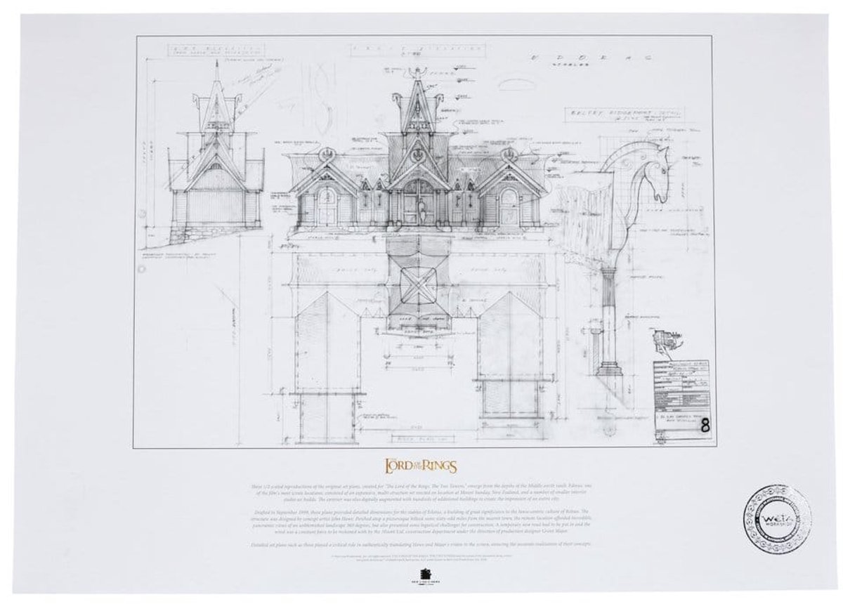 WETA Workshop Lord of the Rings Blueprint Art Print The Stable of Edoras 59 x 42 cm Poster & Wallscrolls