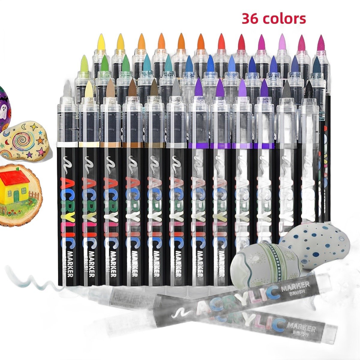 Currero Aquamarkers - Twinmarkers - Brushpennen - Stiften - Markeerstiften Op Waterbasis - Dual Tip - Tekenen En Kleuren - 36 Kleuren