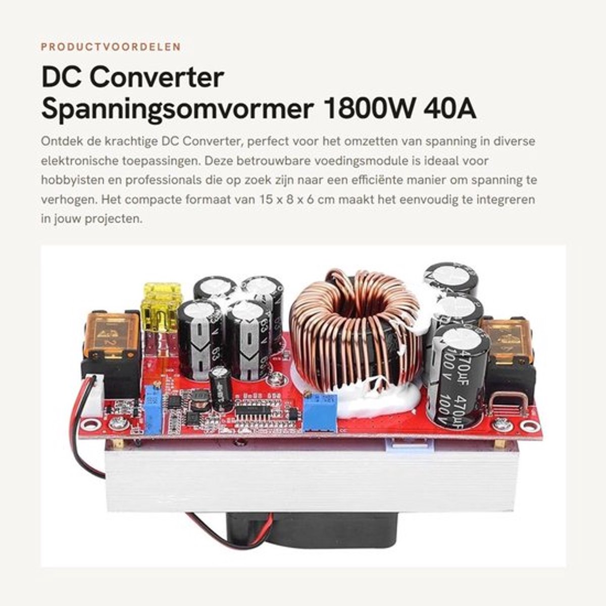 Dailygoods - DC Converter - Spanningsomvormer - 1800w 40A - 10-60v naar 12-97v