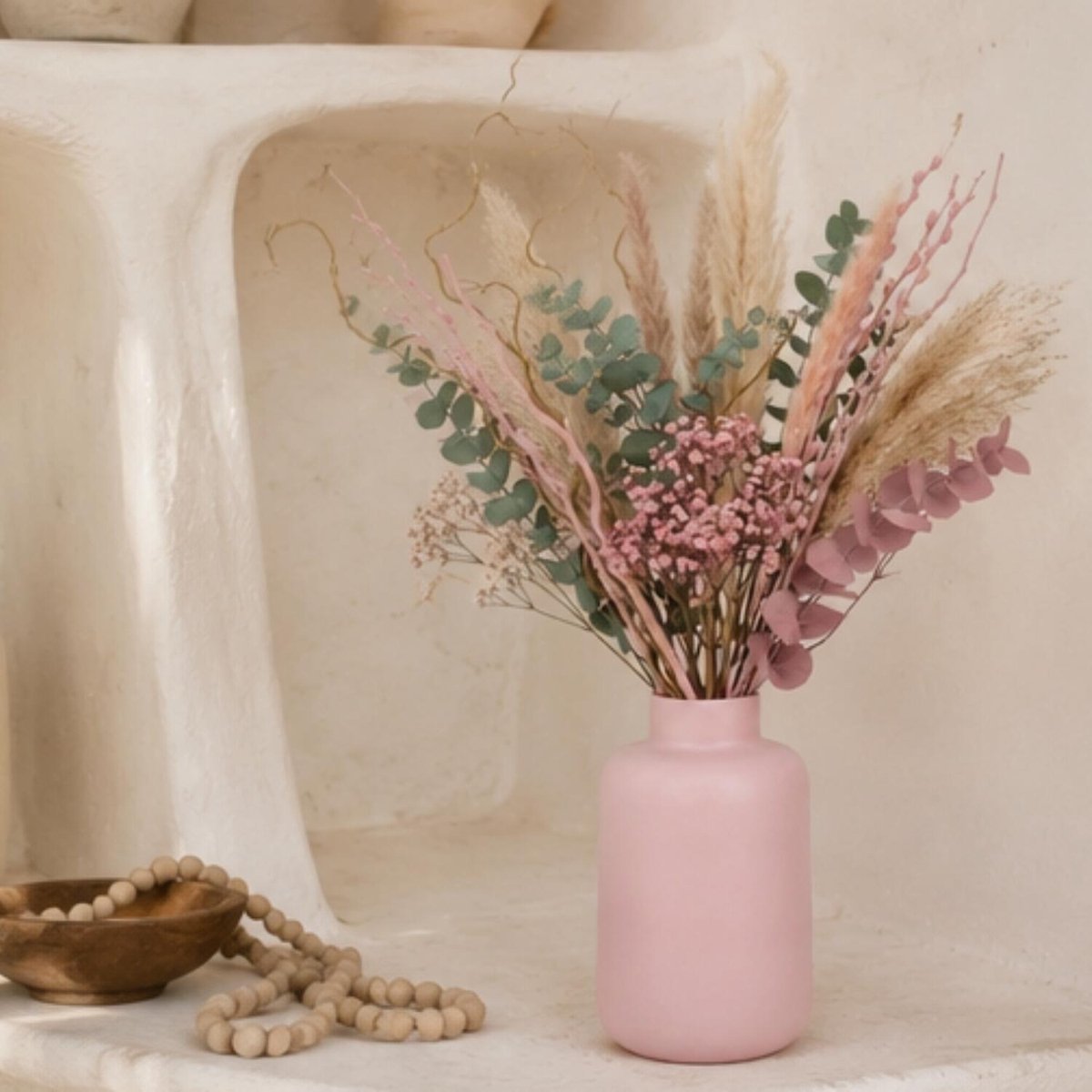 Bellatio Design bloemenvaas Santiago - roze - mat glas - 15 x 20 cm - glazen vazen