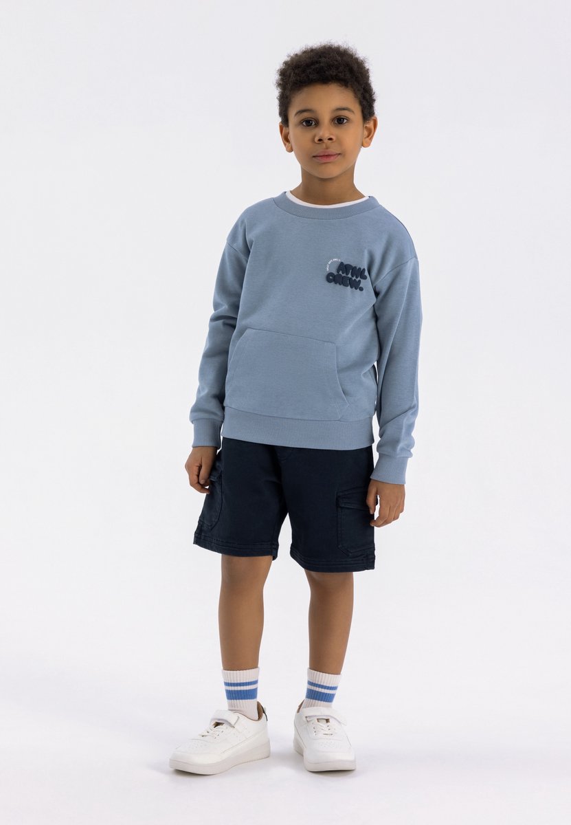 Minoti sweater jongens met kanguroezak - katoen - blauw