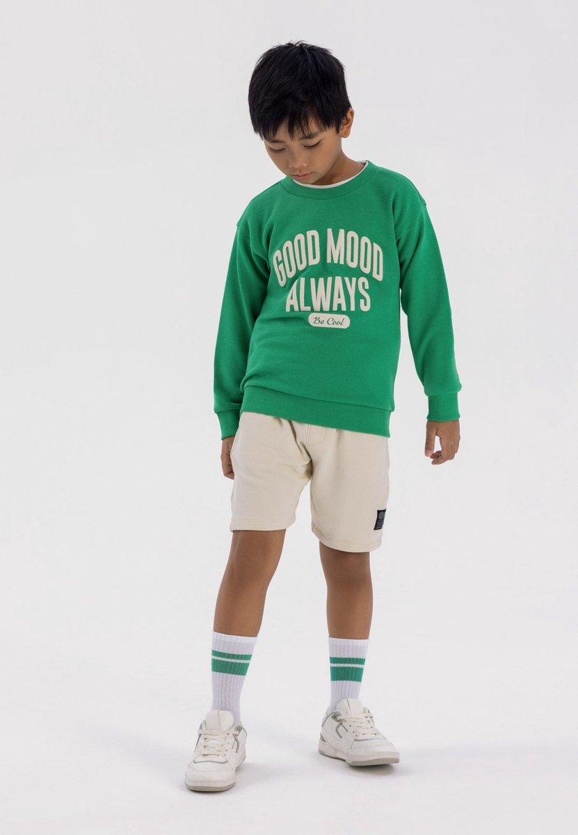 Minoti Good Mood sweater jongens met print - katoen - groen