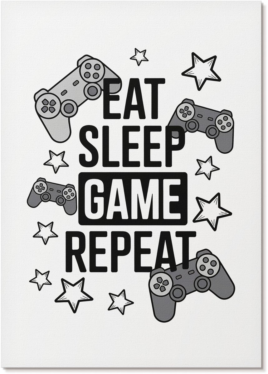 Tulup Polycanvas Poster - Gamingtekst, Typografie - A4 - Zwart Illustratie - Rechthoek - Kunstposter - Woonkamer, Slaapkamer, Kantoor - Popcultuur