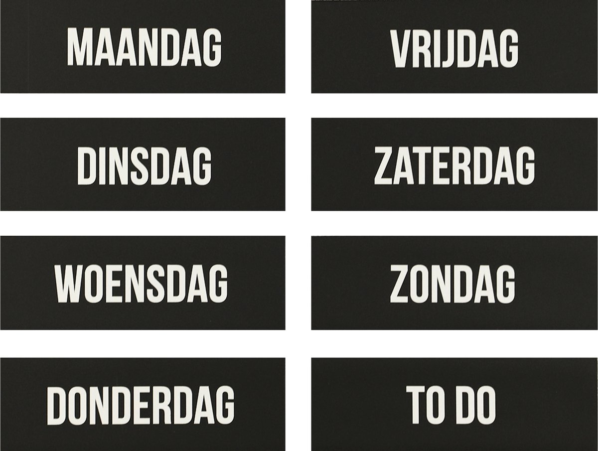 Magneten Weekdagen Zwart - 8 Stuks - Kamer26
