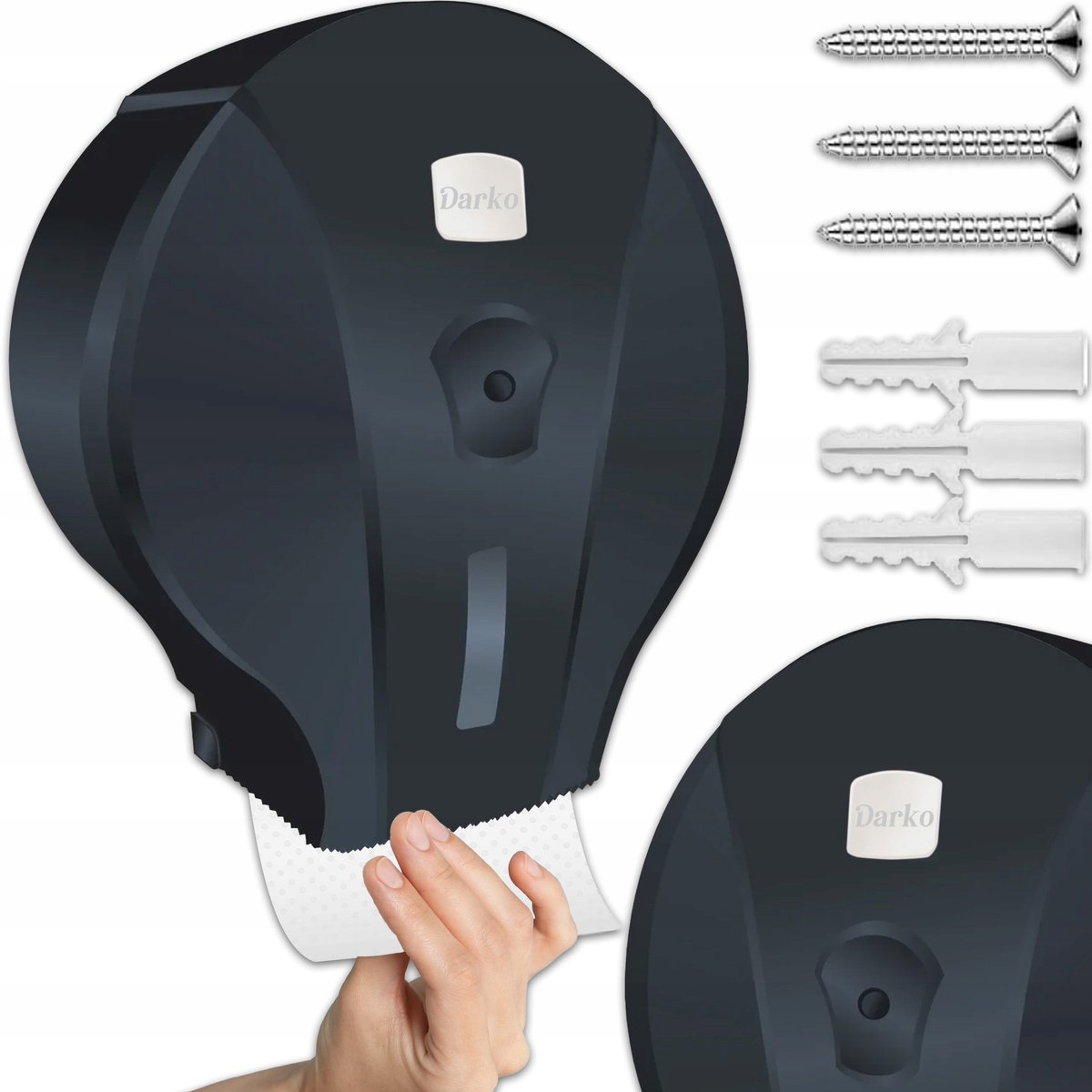 Zwarte Jumbo Toiletrol Dispenser - Wandmontage ABS