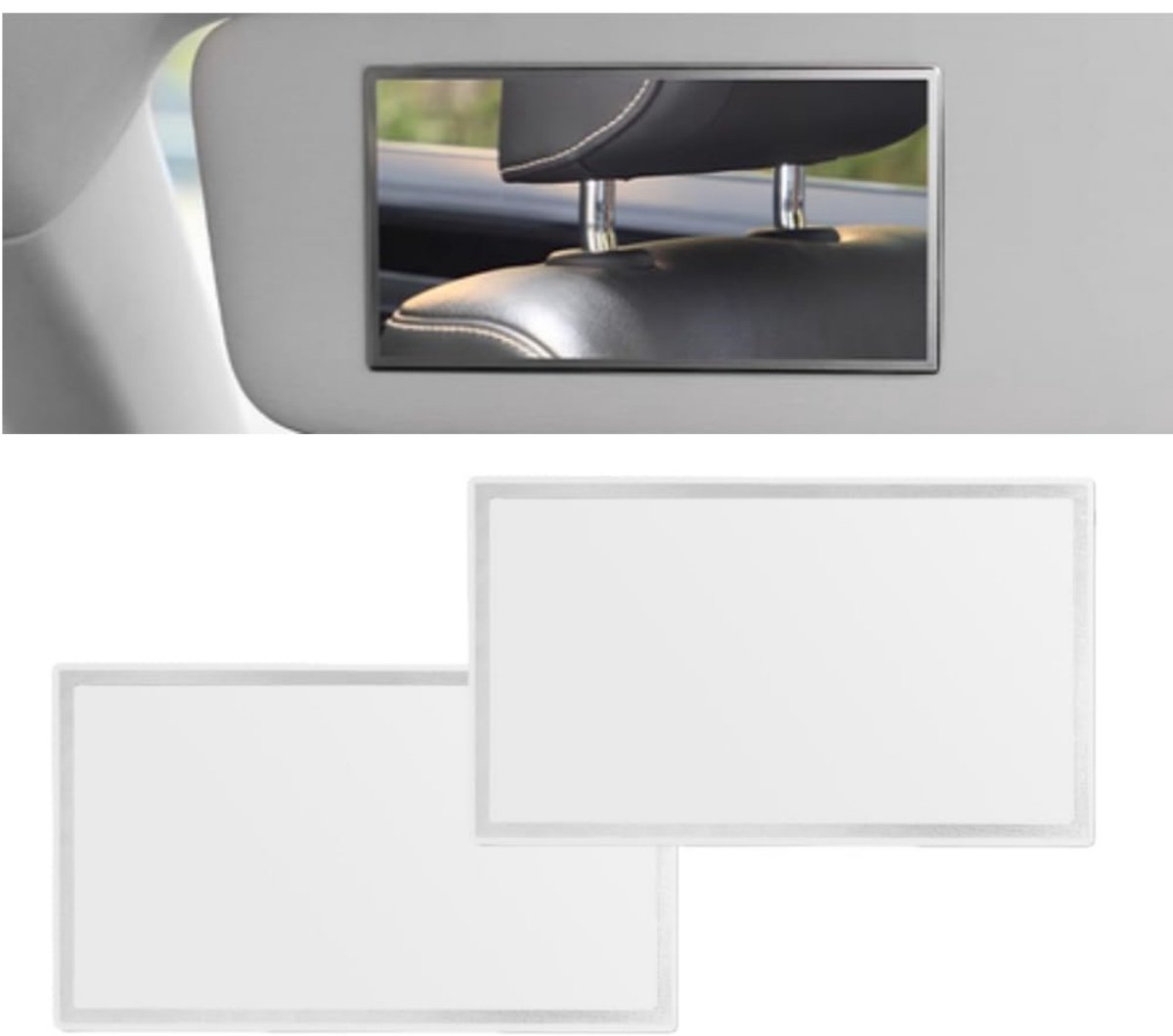 Auto Spiegel - Zonneklep Spiegel - Rechthoekige Make-up Spiegel - Vervormingsvrije Weergave - Trillingsbestendige Bevestiging - Roestvrij Staal - Compact Design - Geen Interieur Schade - 2 Stuks