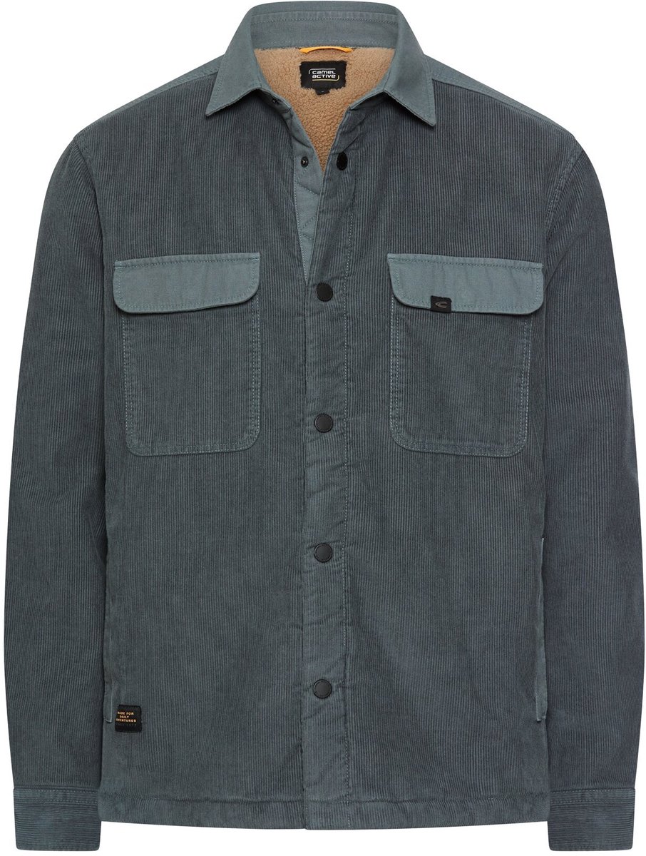 camel active Cord overshirt met teddyfleece - Maat menswear-L - Inktblauw