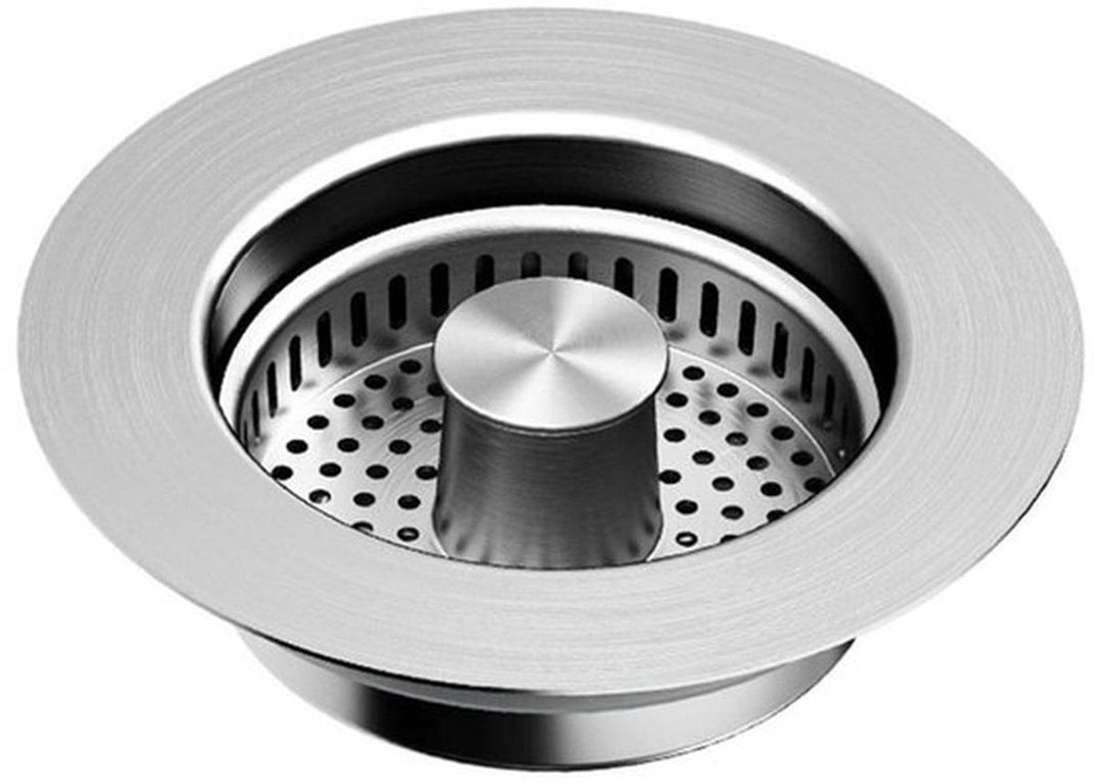 3-in-1 keukenafvoerfilter, gemaakt van 304 roestvrij staal, anti-verstopping, met elastische filtermand.