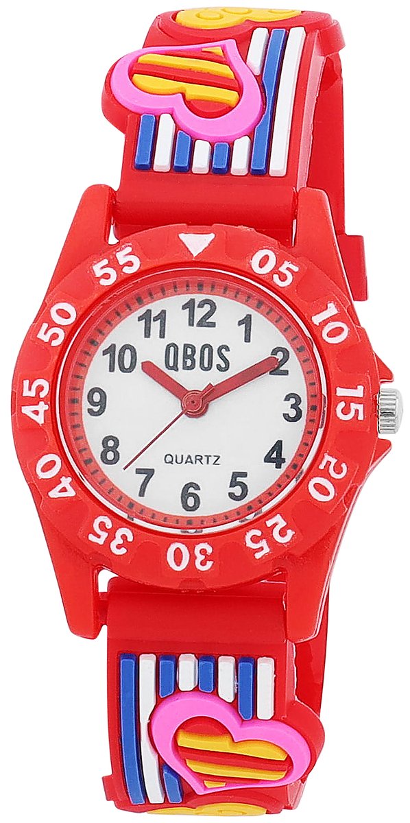 QBOS QBOS horloge van siliconen met hartmotieven