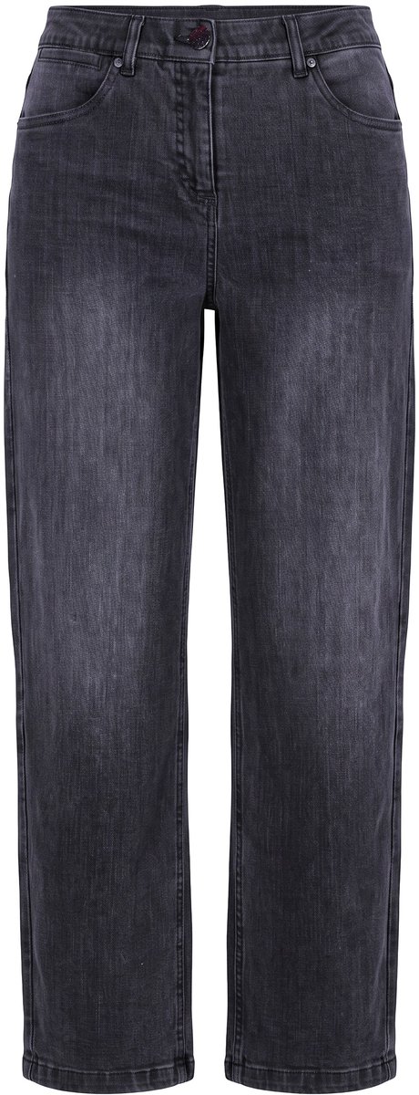 Ulla Popken - Dames - Jeans Mary wijde pijpen naar voren verplaatste zijnaad - Donkergrijs denim - Maat 56