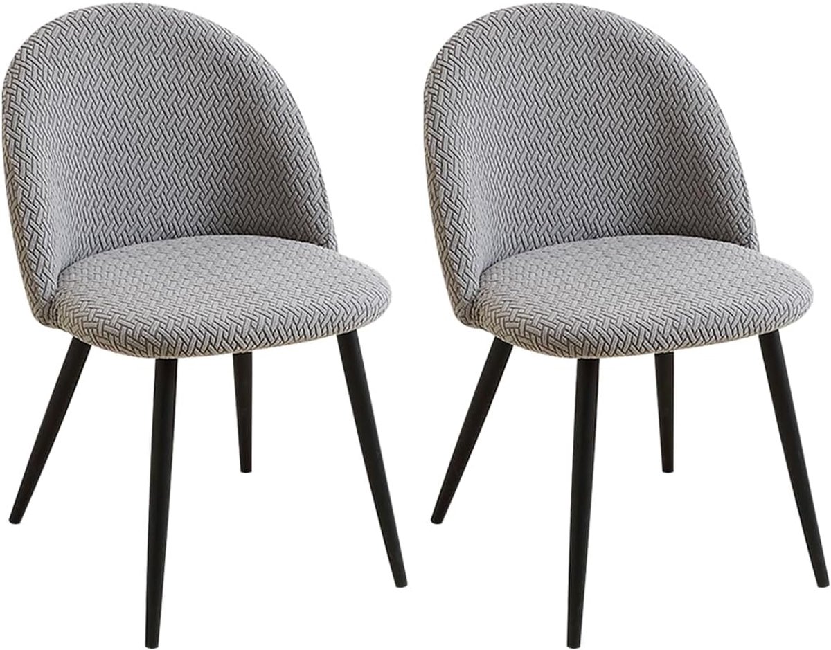 Tweedelig set - Elastische eetkamerstoelhoes - Stoelhoes met ronde rugleuning - Geschikt voor thuis, bruiloften, hotels en andere gelegenheden - Lichtgrijs